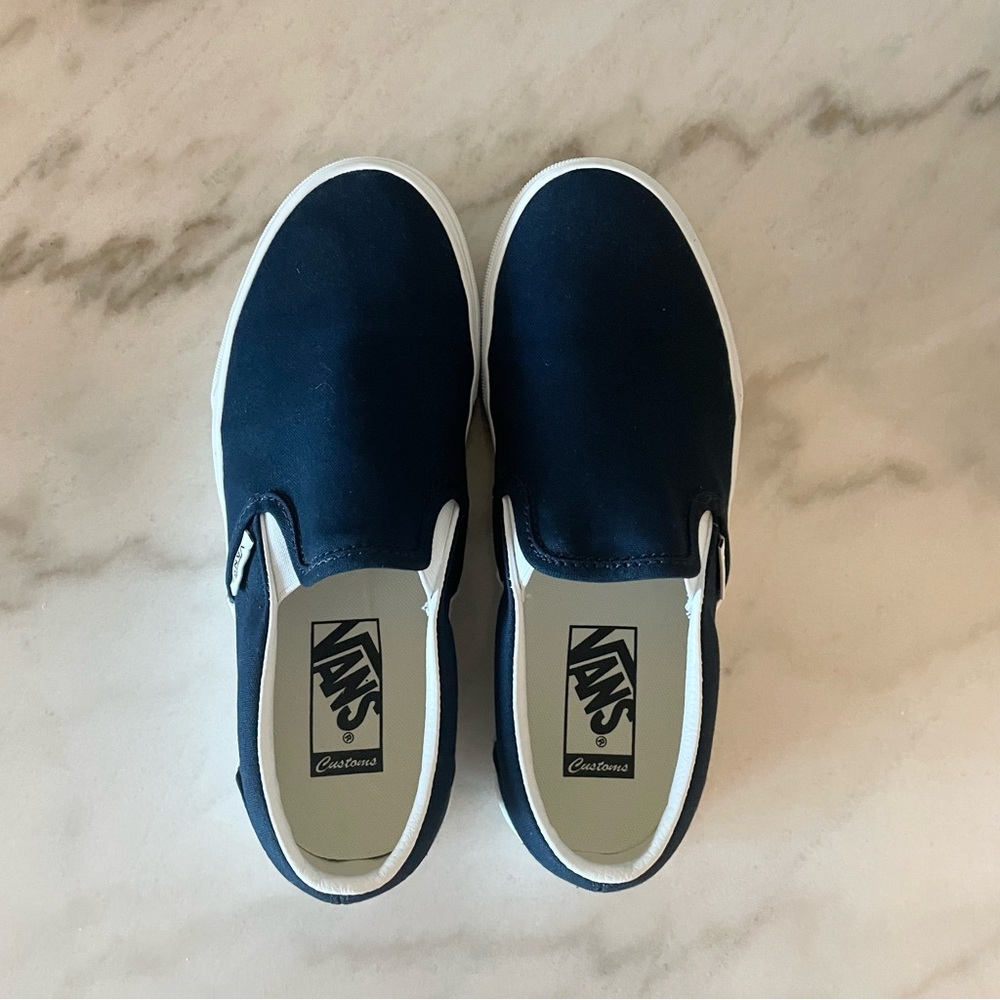 Navy Blue Custom Slip On Vans Women’s Size 7